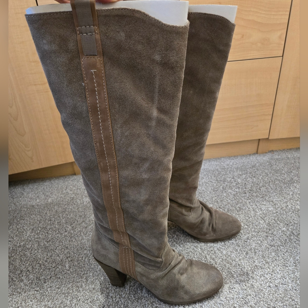 Steve Madden Perrry Brown Leather Tall Heel Boots